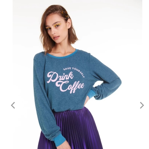 Wildfox Sweaters - Wildfox blue Drink Coffee Baggy Beach Jumper